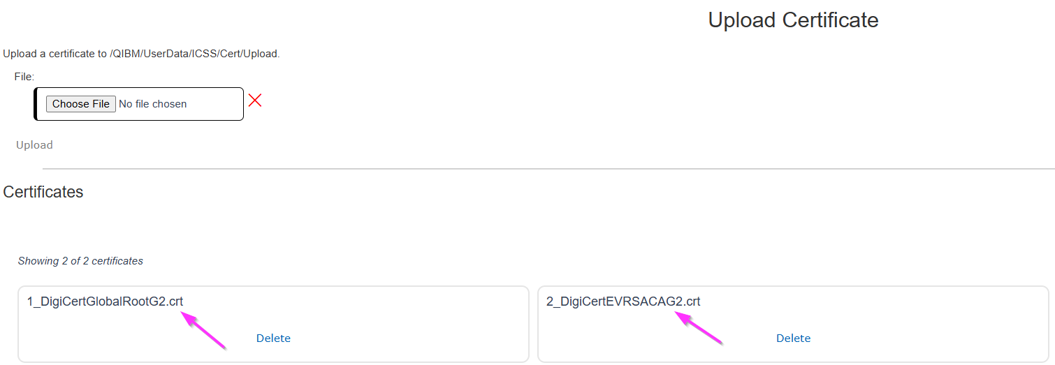 Uploaded Certificates