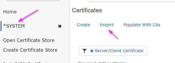 Import Certificate