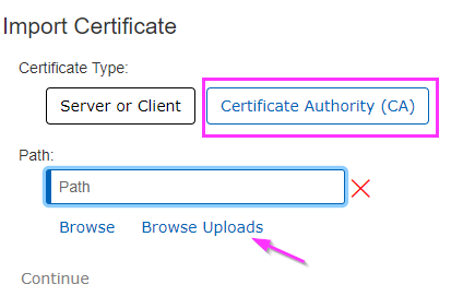 Browse Uploaded Certificates