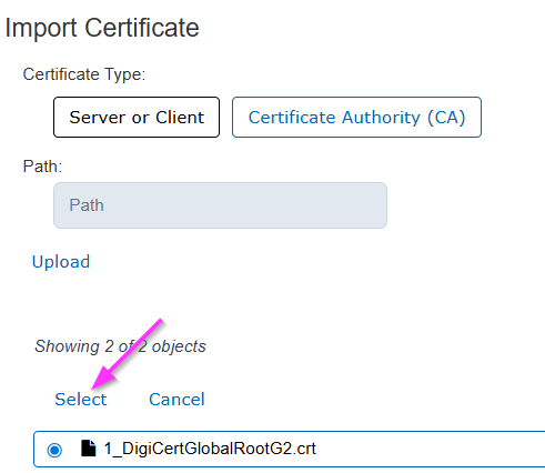 Selecting the Root Certificate