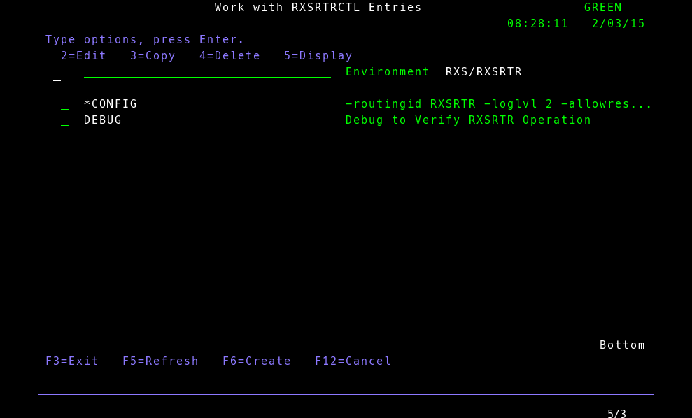 Work with RXSRTRCTL Entries