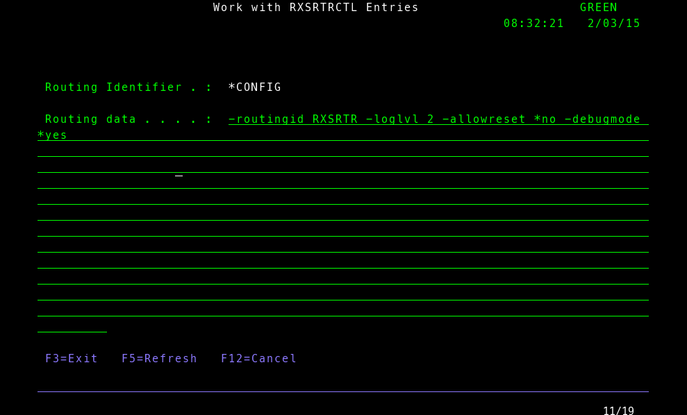 RXSRTRCTL Entry Detail