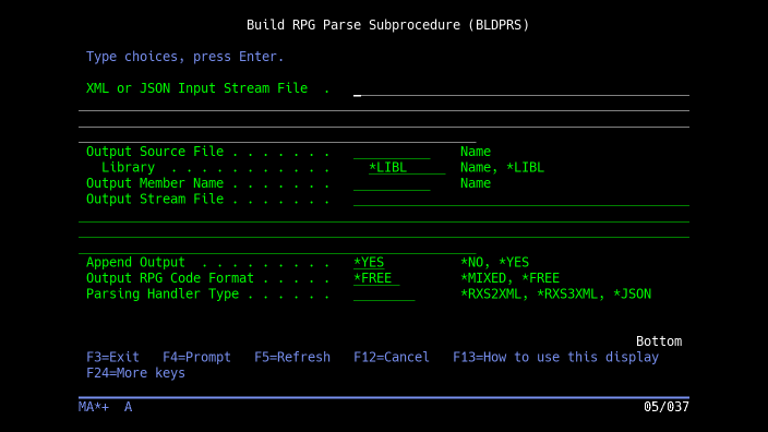 Build RPG Parse Subprocedure (BLDPRS)