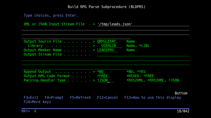 Build RPG Parse Subprocedure (BLDPRS)