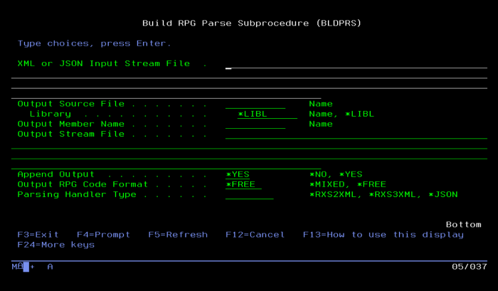 Build RPG Parse Subprocedure (BLDPRS)