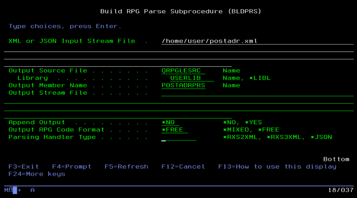 Build RPG Parse Subprocedure (BLDPRS)