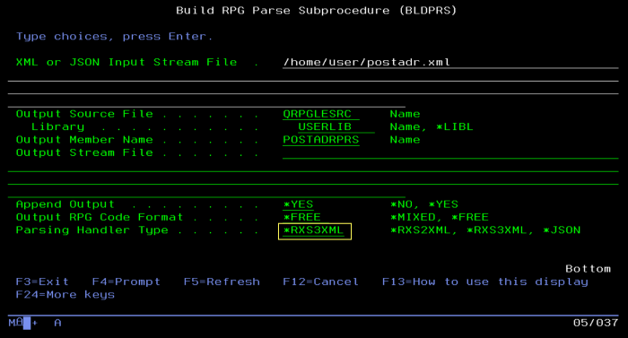 Build RPG Parse Subprocedure (BLDPRS)