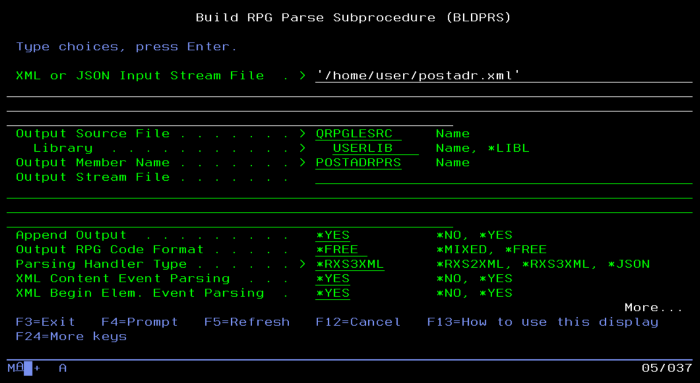 Build RPG Parse Subprocedure (BLDPRS)