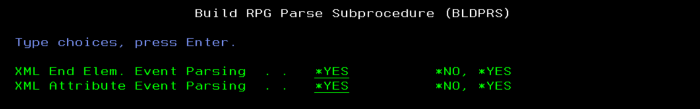 Build RPG Parse Subprocedure (BLDPRS)