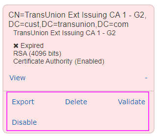 Expired Certificate Card Actions