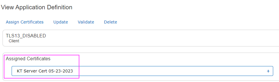 Application Certificate
