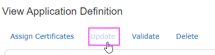 Update Button for Application