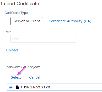 Selecting the Root Certificate