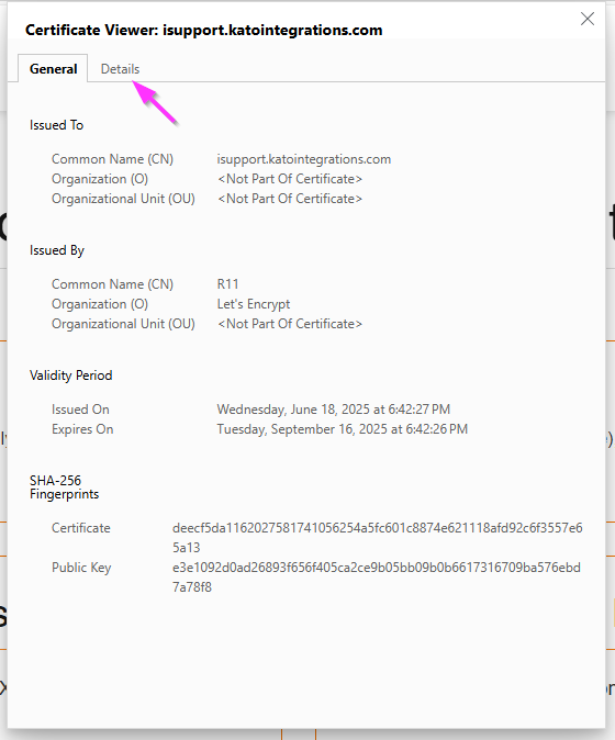 Viewing certificate details