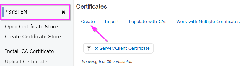 Create New Certificate