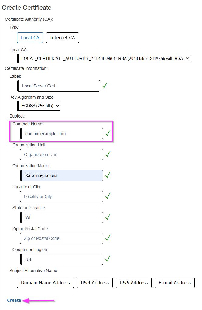 New Certificate Form