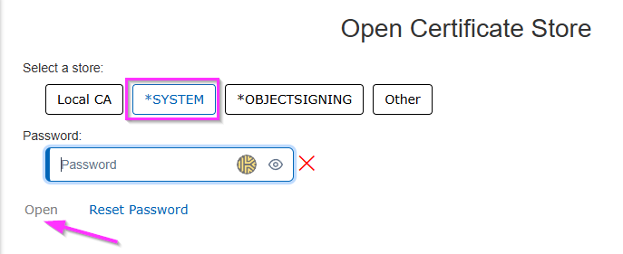 Logging in to *SYSTEM Store